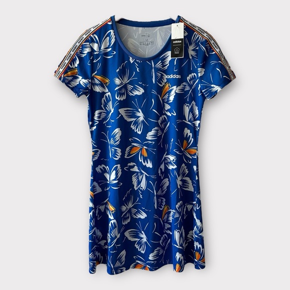 Adidas x Farm Rio • Blue Butterfly Print Mini Dress - Picture 2 of 6